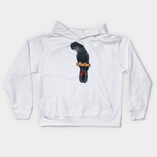 Red-tailed black cockatoo bird cartoon Kids Hoodie